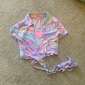 Sugar Thrillz Mesh Tie Wrap Top